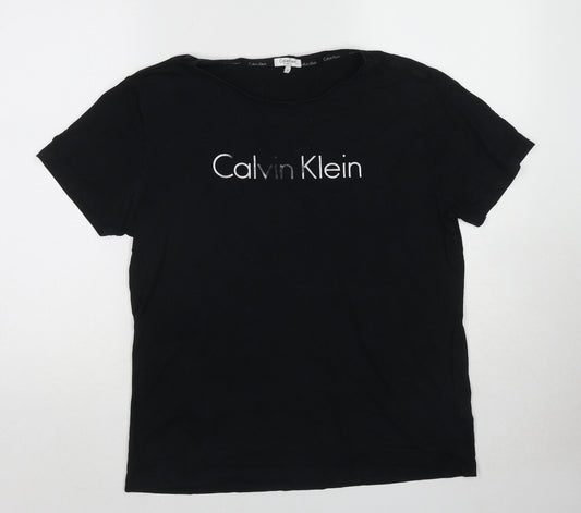 Calvin Klein Mens Black Cotton T-Shirt Size M Round Neck