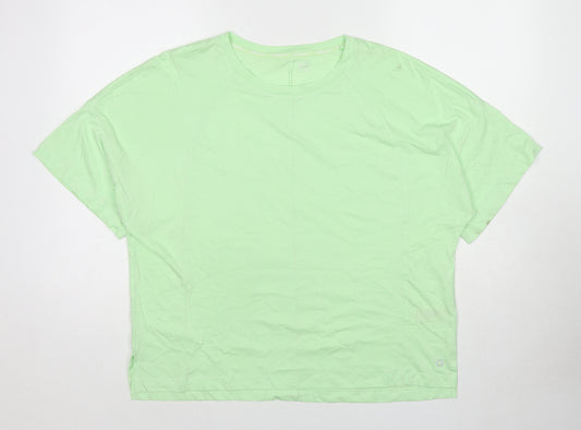 GOODMOVE Womens Green Cotton Basic T-Shirt Size 12 Round Neck