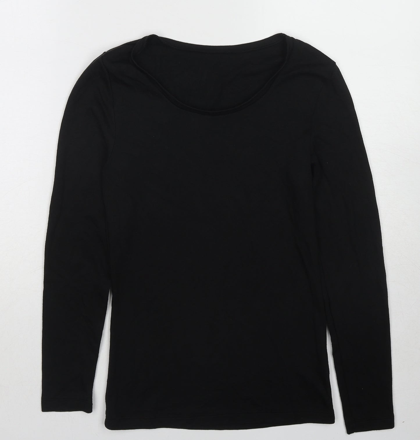 Marks and Spencer Womens Black Acrylic Basic T-Shirt Size 12 Round Neck