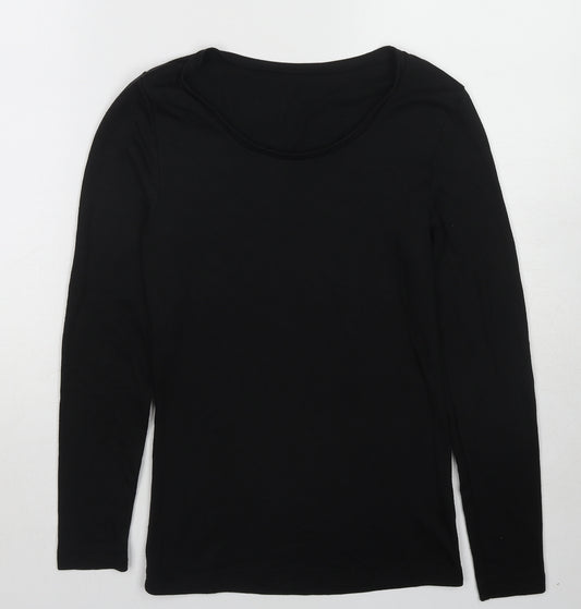 Marks and Spencer Womens Black Acrylic Basic T-Shirt Size 12 Round Neck