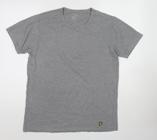 Lyle & Scott Mens Grey Cotton T-Shirt Size L Round Neck