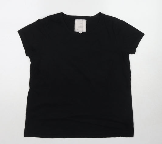 NEXT Womens Black Cotton Basic T-Shirt Size 14 Round Neck