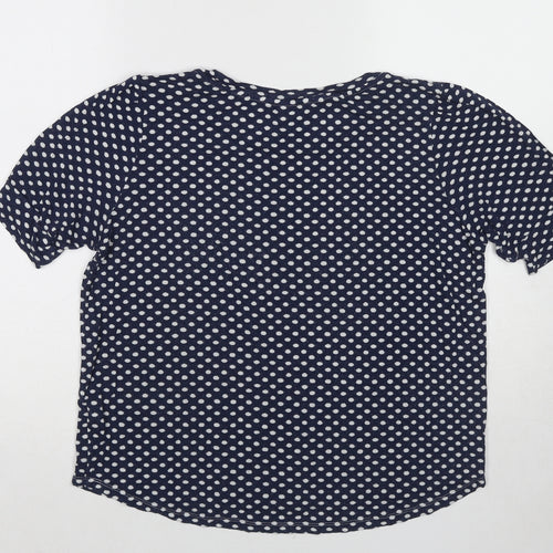 H&M Womens Blue Polka Dot Viscose Basic T-Shirt Size M Round Neck