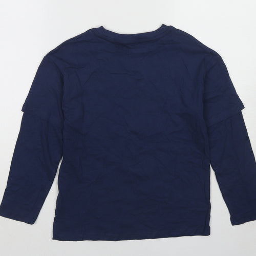 Marks and Spencer Boys Blue Cotton Basic T-Shirt Size 8-9 Years Crew Neck Pullover - Minecraft