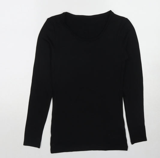 Marks and Spencer Womens Black Acrylic Basic T-Shirt Size 10 Round Neck