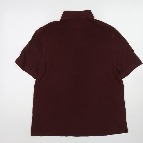 Marks and Spencer Mens Brown Cotton Polo Size L Collared Pullover