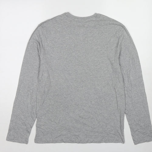 Marks and Spencer Mens Grey Cotton T-Shirt Size M Crew Neck