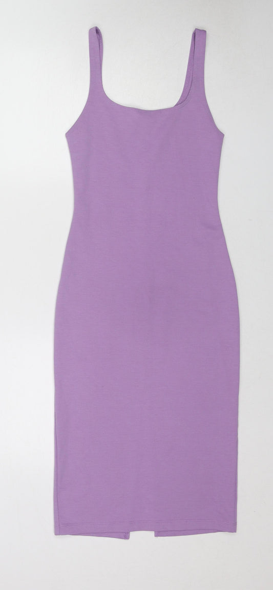 Zara Womens Purple Polyester Bodycon Size S Scoop Neck Pullover