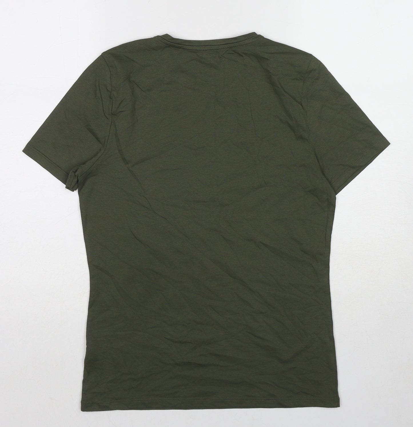 Marks and Spencer Womens Green Cotton Basic T-Shirt Size 10 Crew Neck
