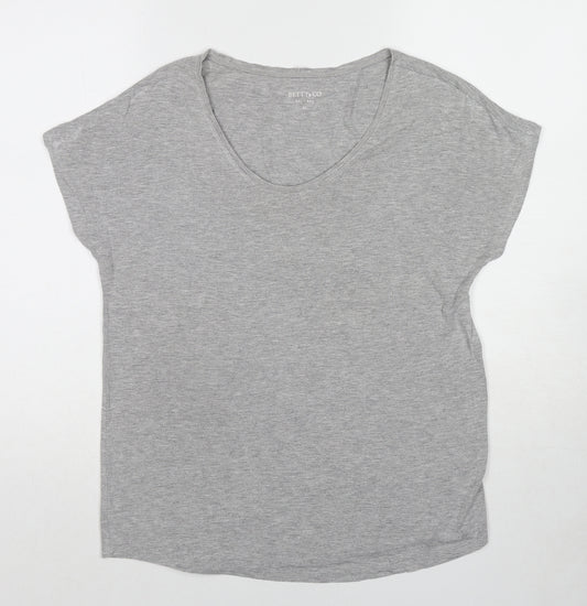 Betty&Co Womens Grey Polyester Basic T-Shirt Size M Scoop Neck