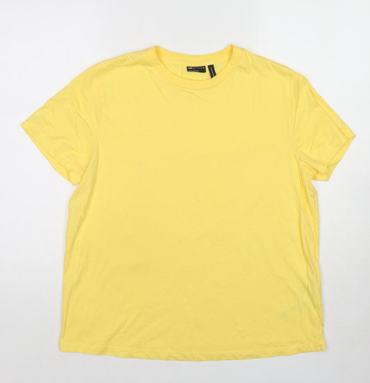 ASOS Womens Yellow Cotton Basic T-Shirt Size 12 Crew Neck