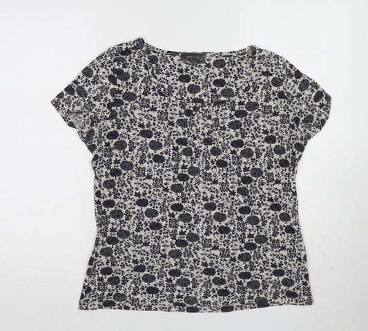Per Una Womens Multicoloured Geometric Cotton Basic T-Shirt Size 12 Boat Neck - Tree Pattern
