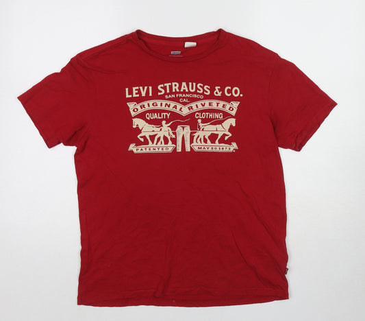 Levi's Mens Red Cotton T-Shirt Size S Round Neck