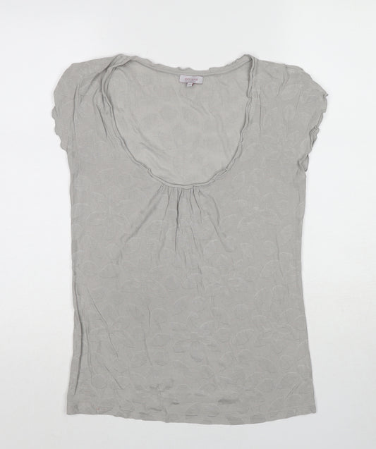 Per Una Womens Grey Viscose Basic T-Shirt Size 10 Scoop Neck