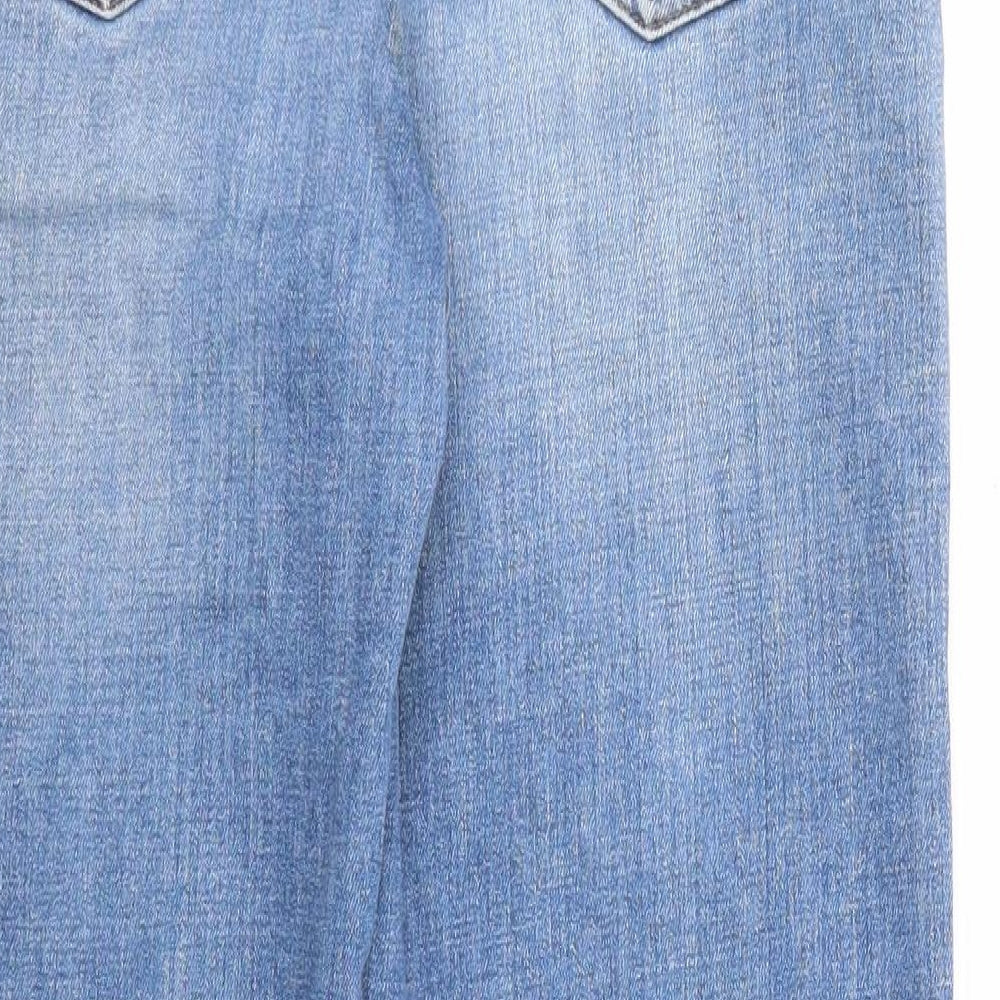 Topshop Womens Blue Cotton Straight Jeans Size 28 in L32 in Regular Zip