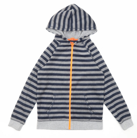 Mini Boden Boys Grey Striped Track Jacket Jacket Size 9-10 Years Zip