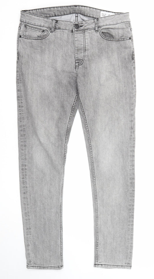 Denim & Co. Womens Grey Cotton Skinny Jeans Size 34 in L30 in Regular Zip