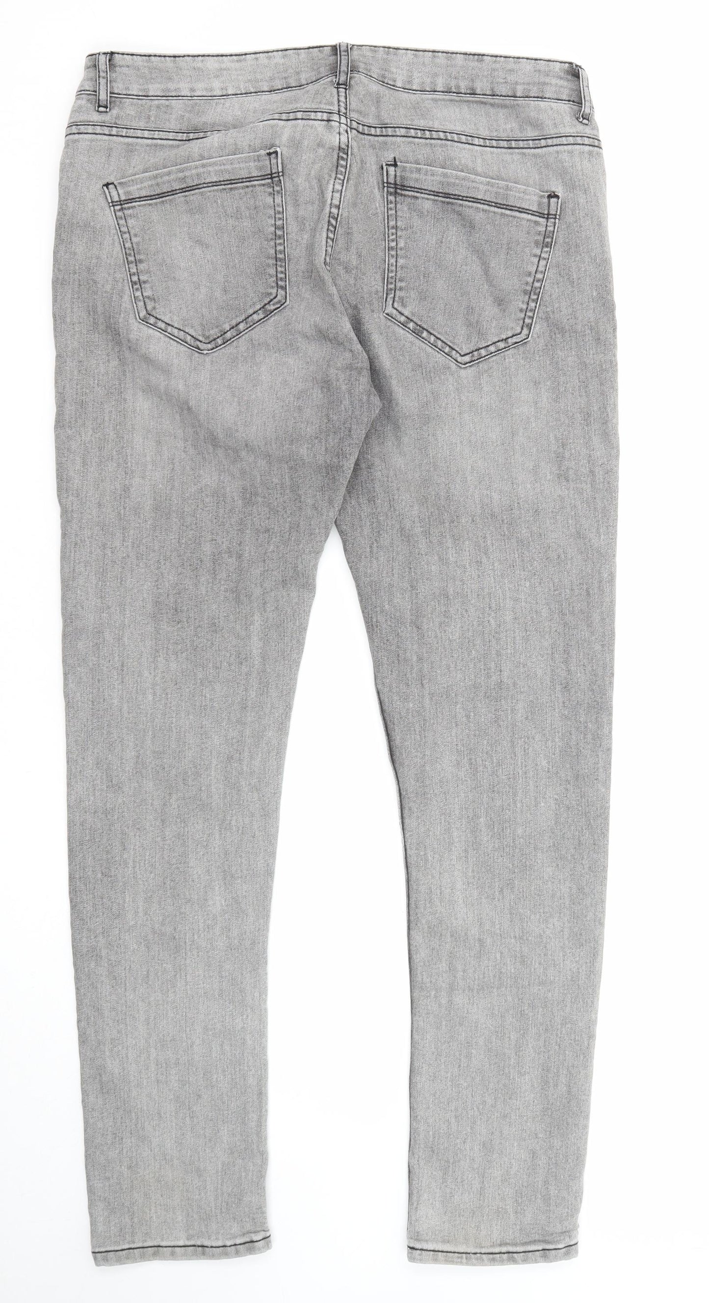 Denim & Co. Womens Grey Cotton Skinny Jeans Size 34 in L30 in Regular Zip