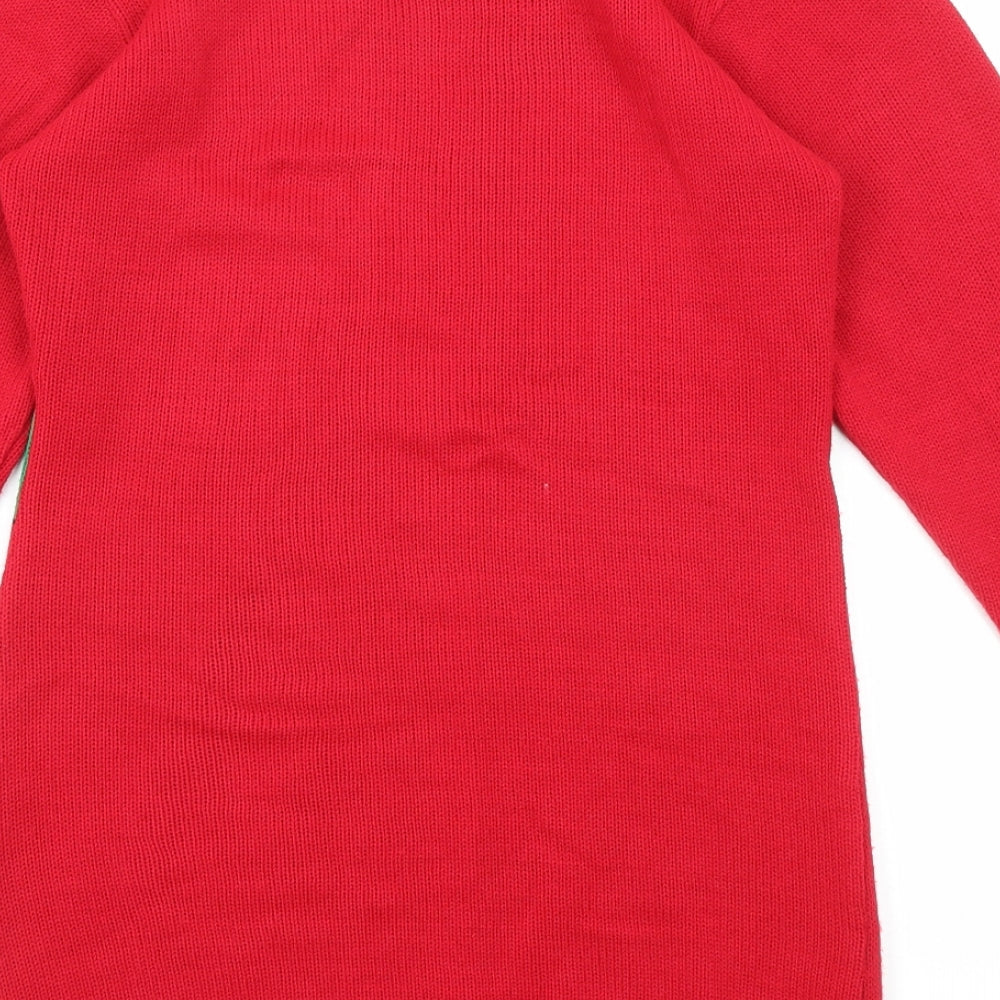 Pura Moda Womens Red Round Neck Acrylic Tunic Jumper Size S - Size S-M Mrs Claus Christmas