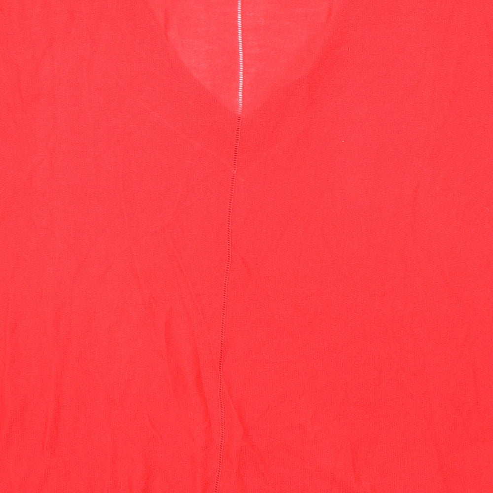 NEXT Womens Red V-Neck Viscose Pullover Jumper Size 18