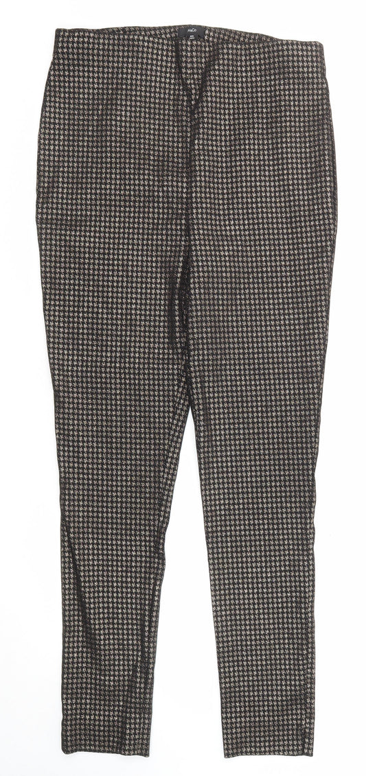M&Co Womens Black Geometric Cotton Carrot Trousers Size 16 Regular - Houndstooth pattern
