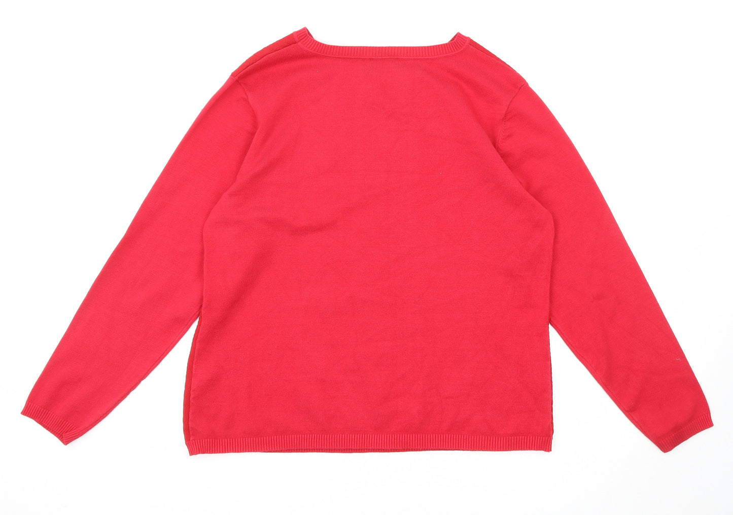 Klass Womens Red Round Neck Polyester Pullover Jumper Size L