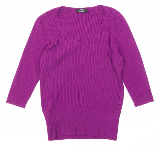 Marks and Spencer Womens Purple Scoop Neck Viscose Pullover Jumper Size 14