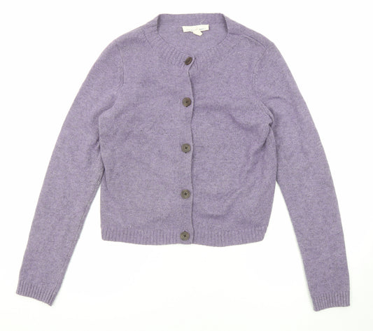 Cornwall Womens Purple Round Neck Wool Cardigan Jumper Size 10