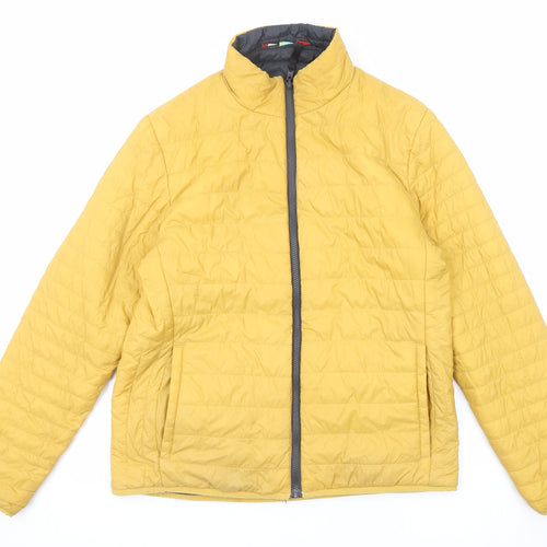 Brook Taverner Mens Yellow Quilted Jacket Size L Zip