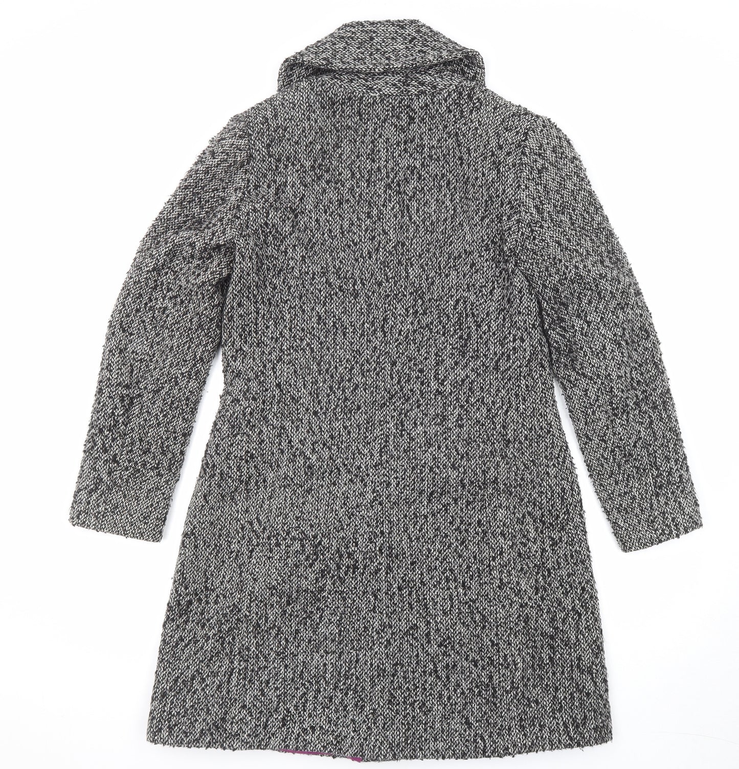 Per Una Womens Black Geometric Overcoat Coat Size 10 Button