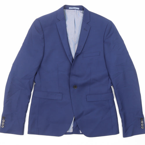 Burton Mens Blue Polyester Jacket Suit Jacket Size 38 Regular