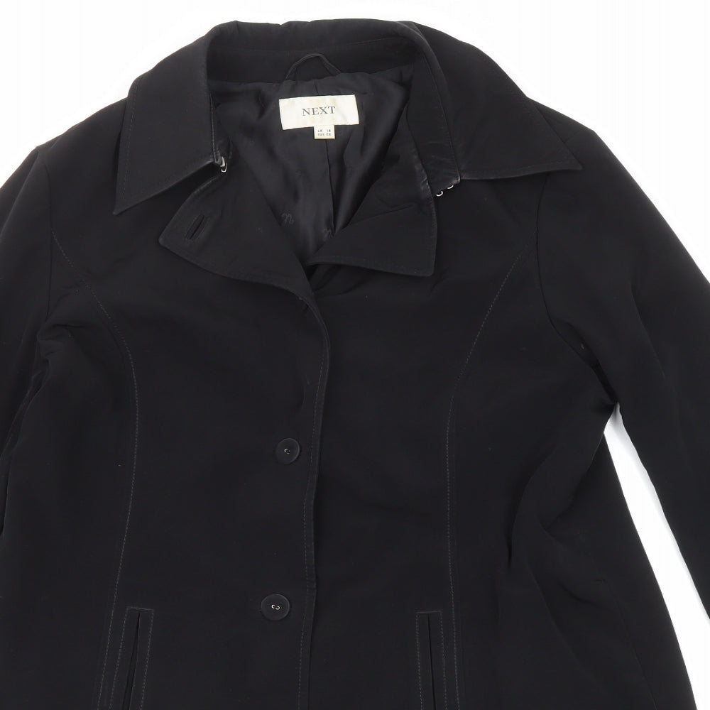 NEXT Womens Black Overcoat Coat Size 18 Button