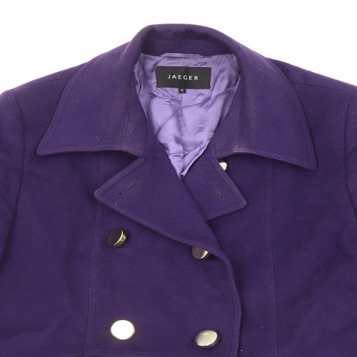 Jaeger Womens Purple Pea Coat Coat Size 16 Button