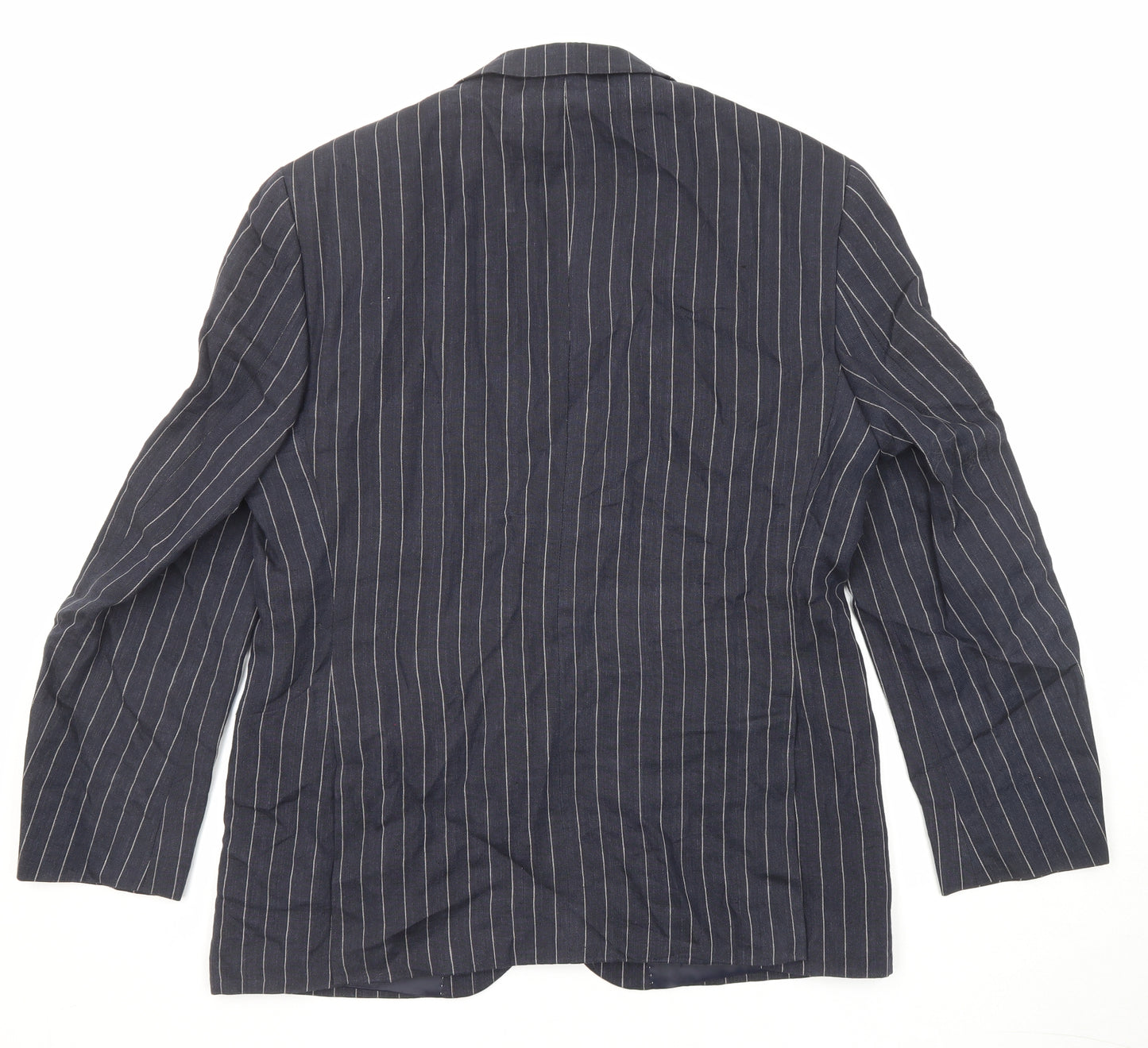 Marks and Spencer Mens Blue Striped Linen Jacket Suit Jacket Size 40 Regular