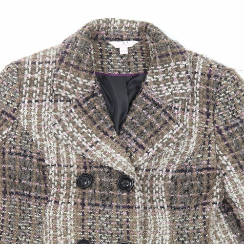 Julipa Womens Multicoloured Geometric Pea Coat Coat Size 14 Button