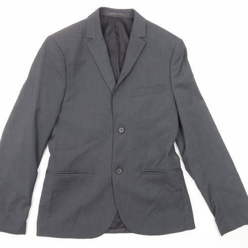 H&M Womens Grey Polyester Jacket Suit Jacket Size 18