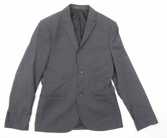 H&M Womens Grey Polyester Jacket Suit Jacket Size 18