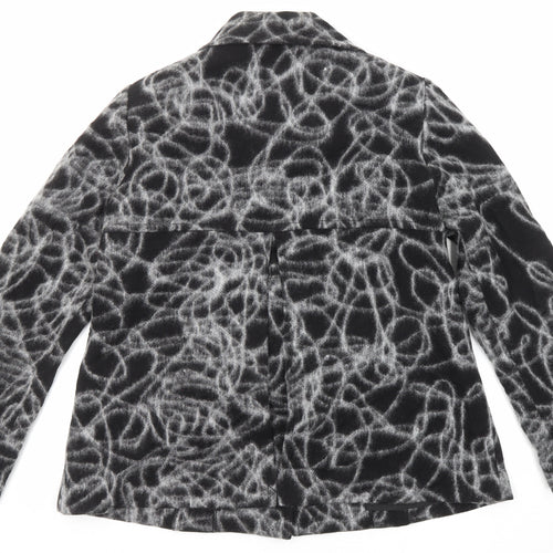 Finnkarelia Womens Black Geometric Jacket Size 16 Button