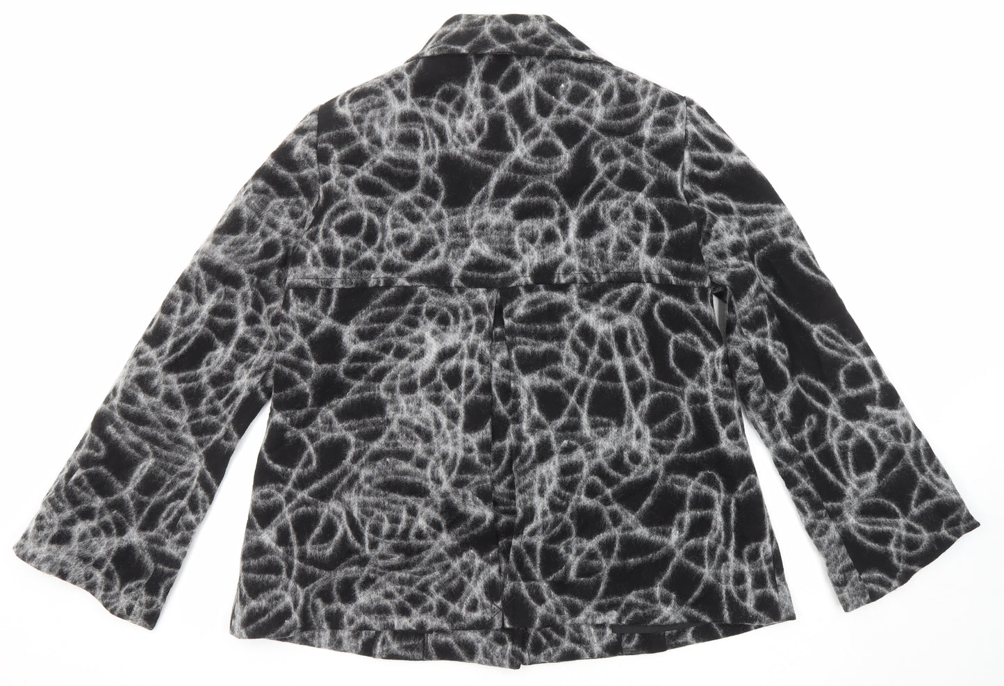 Finnkarelia Womens Black Geometric Jacket Size 16 Button
