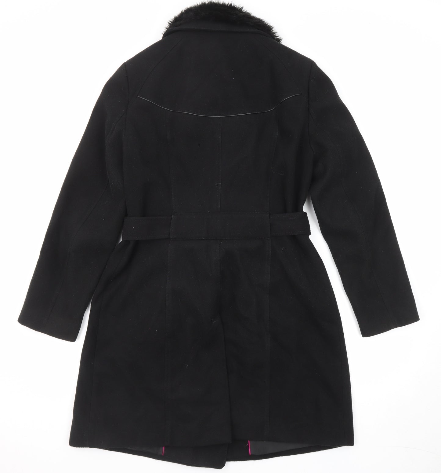 Marks and Spencer Womens Black Overcoat Coat Size 14 Button