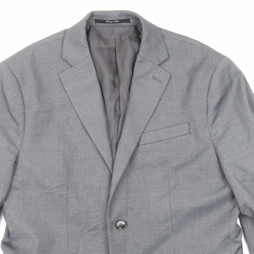 Mango Mens Grey Polyester Jacket Suit Jacket Size 40 Regular