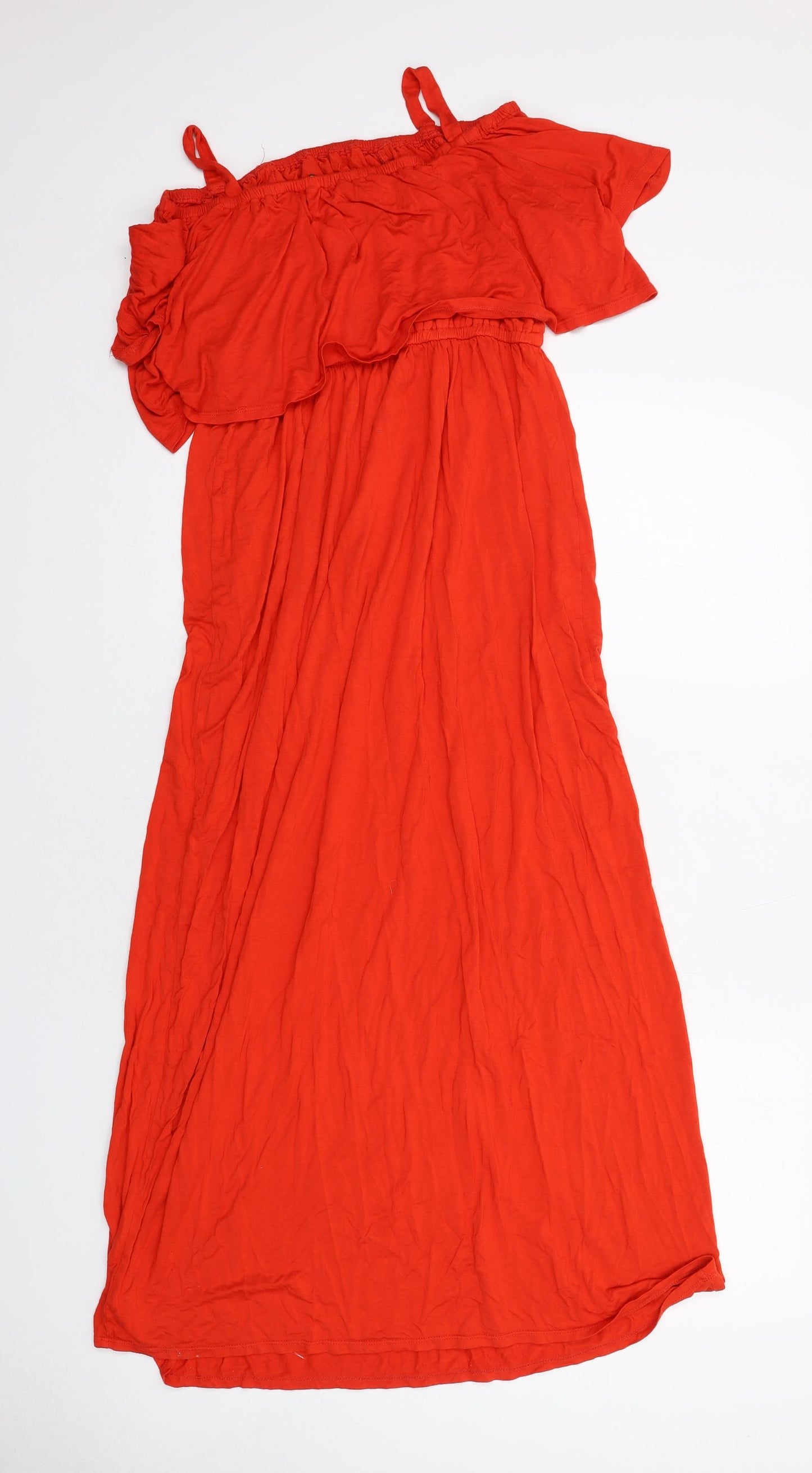 Blooming Marvellous Womens Orange Viscose Tank Dress Size 12 Square Neck Pullover - Cold shoulder