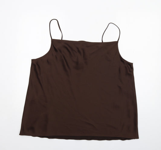 Marks and Spencer Womens Brown Polyester Camisole Tank Size 24 Square Neck