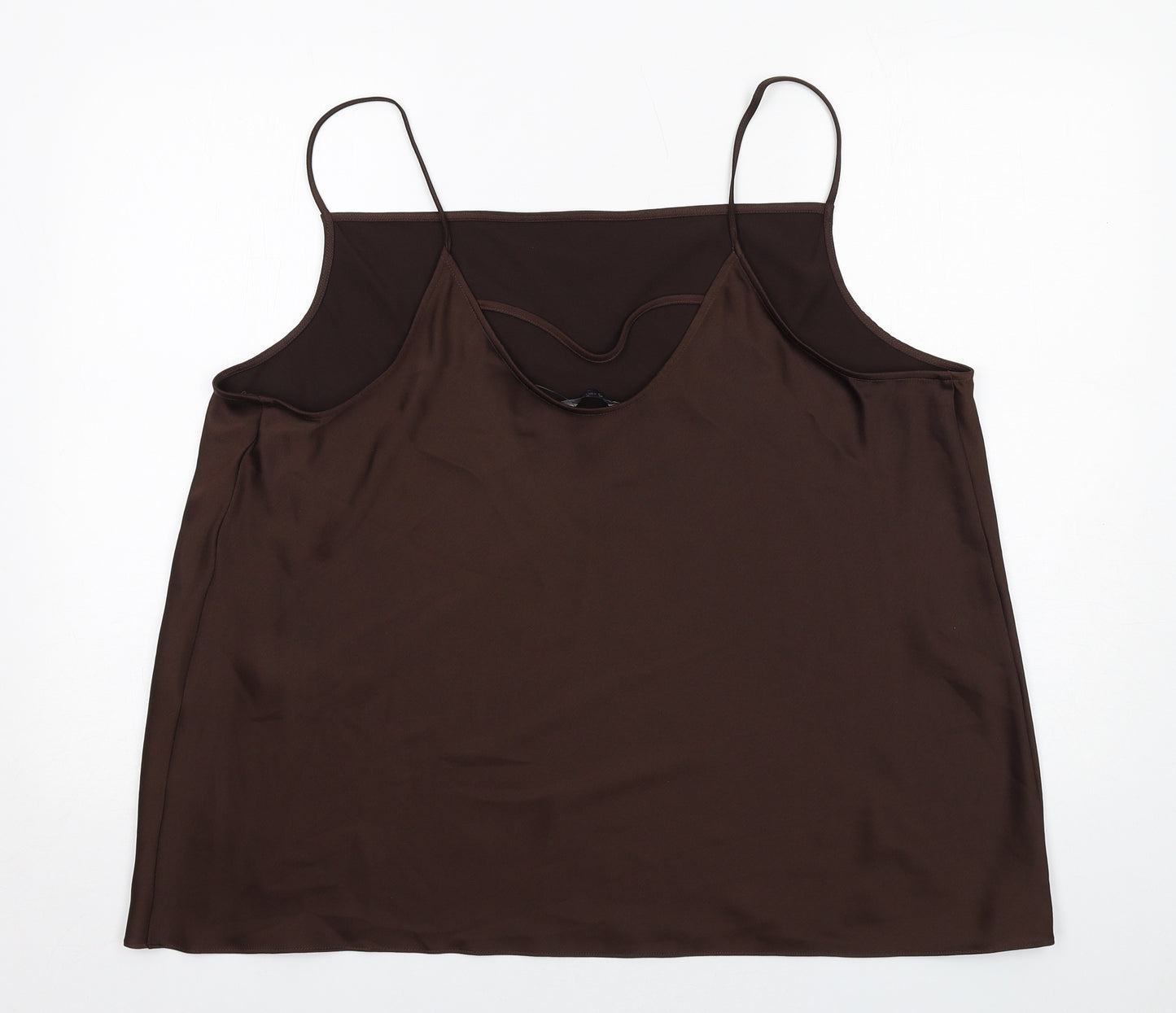 Marks and Spencer Womens Brown Polyester Camisole Tank Size 24 Square Neck