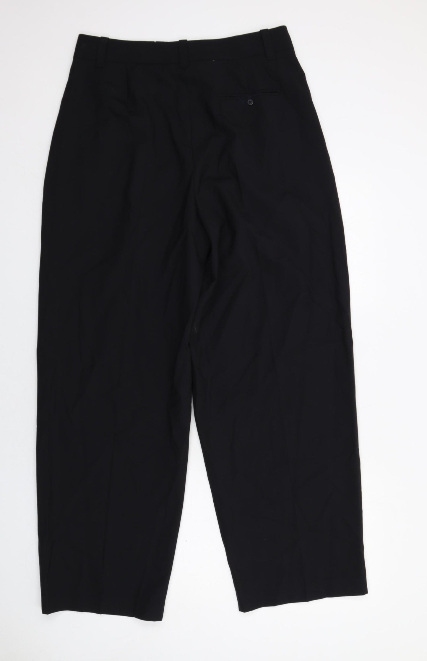 Marks and Spencer Womens Black Polyester Trousers Size 14 Regular Zip