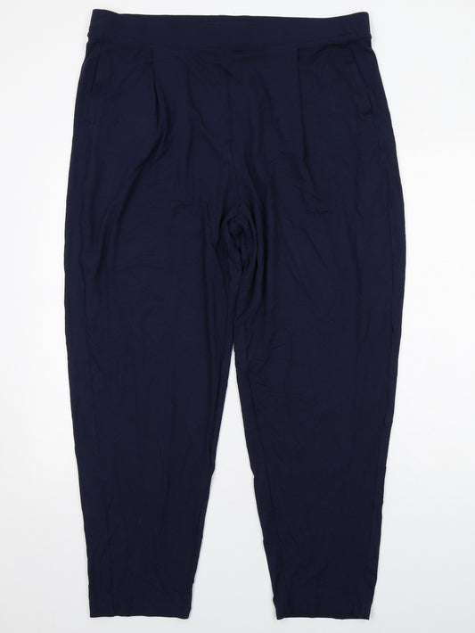 Marks and Spencer Womens Blue Viscose Carrot Trousers Size 20 Regular