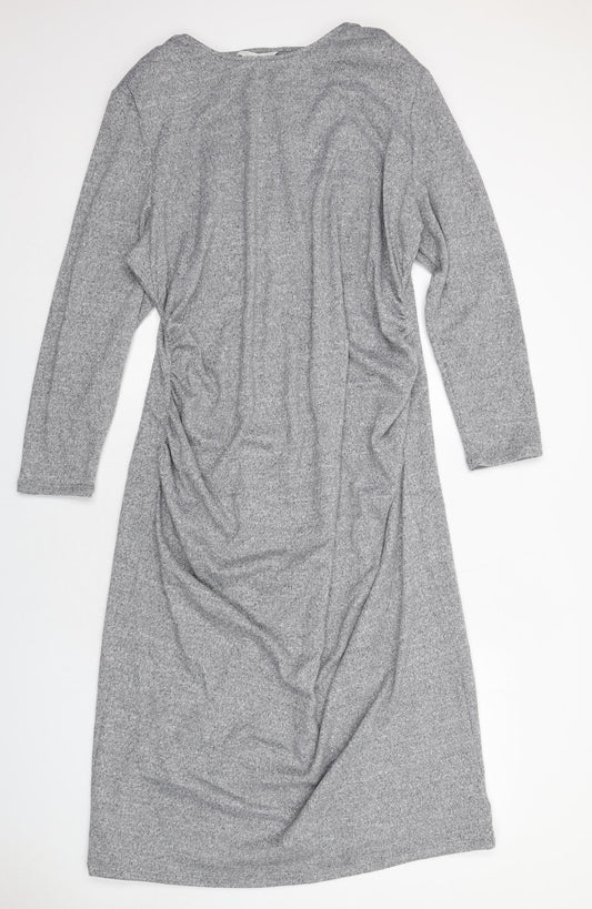 Marks and Spencer Womens Grey Polyester Jumper Dress Size 22 Round Neck Pullover