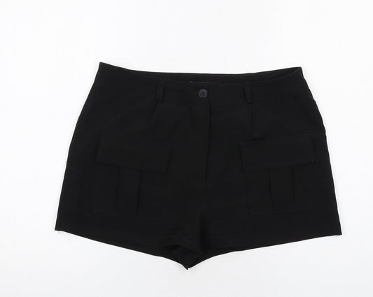 Boohoo Womens Black Polyester Cargo Shorts Size 14 Regular Zip