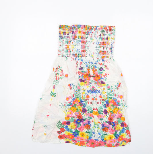 Debenhams Womens Multicoloured Floral Viscose Mini Size 12 Off the Shoulder Pullover
