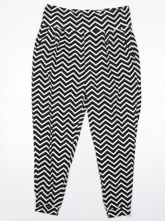 ESMARA Womens Black Geometric Polyester Harem Trousers Size 18 Regular